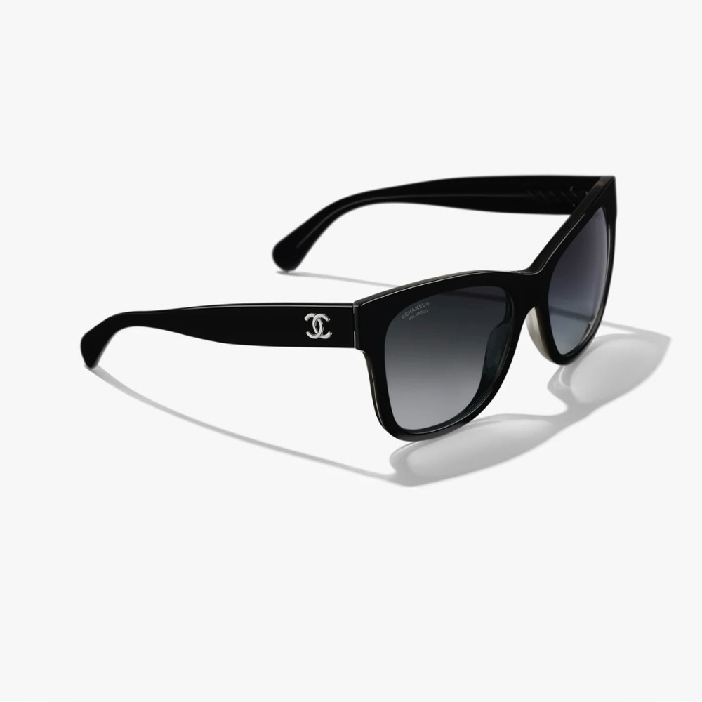 Chanel Black Sunglasses with White CC on side of Frames 5380-A 501/S4 56 17